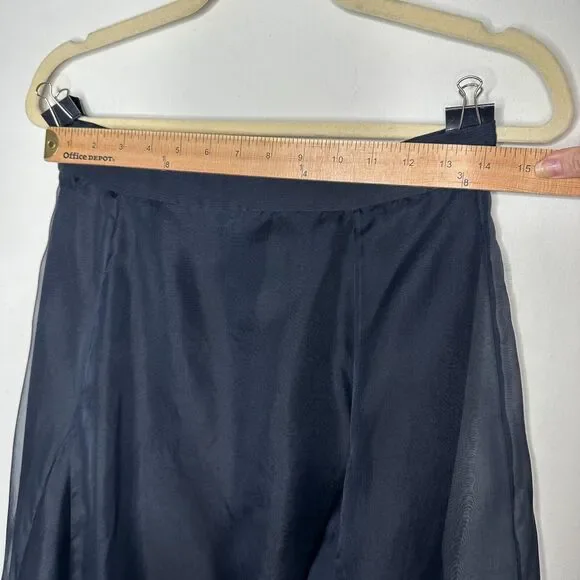 Marissa Webb Navy Yasmin Mini Organza Silk Sheer Over Skirt Carwash Hem Med